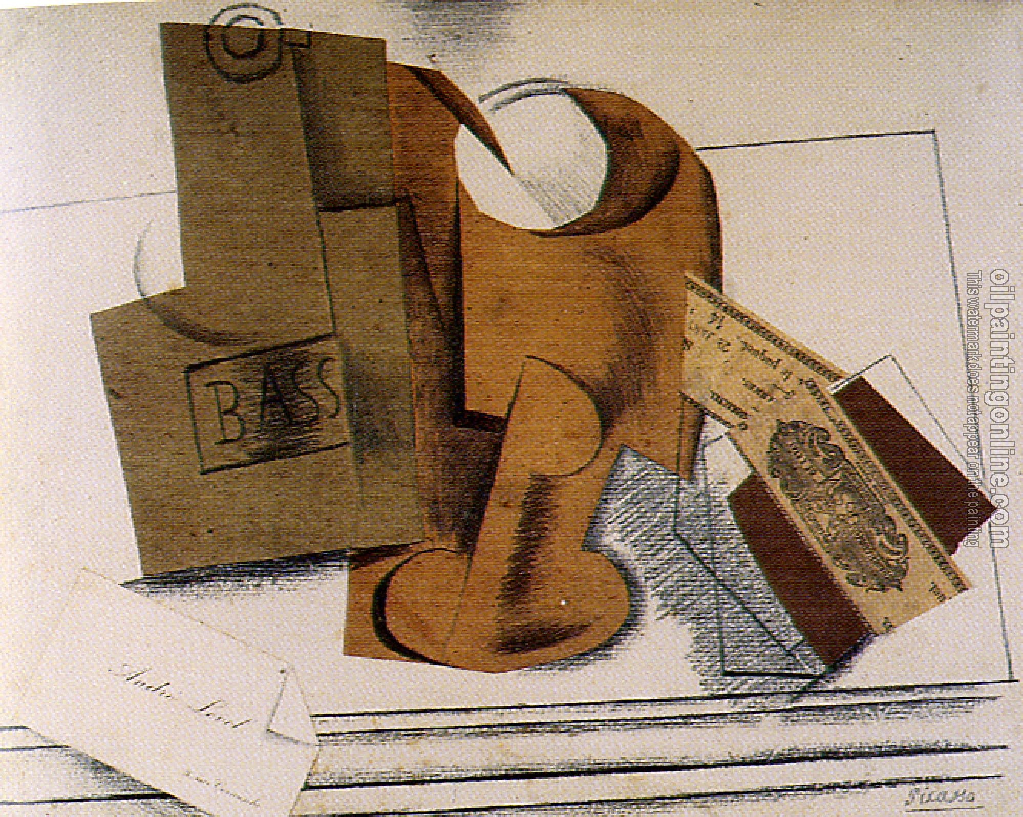 Picasso, Pablo - bottle of bass and calling card